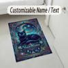 Ethereal Cat Theme Soft Crystal Velvet Rug Custom Name & Text Print Non Slip Floor Rug for Bedroom Living Room