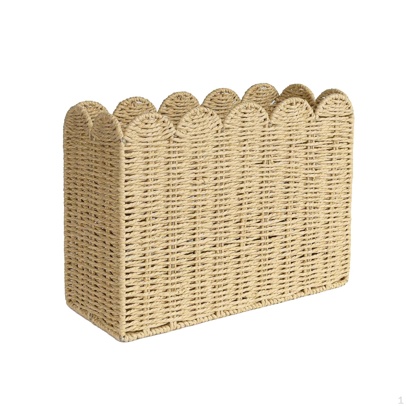 

Woven Basket Journal Storage Bin Portable Clothes Hamper Organizer for Bathroom