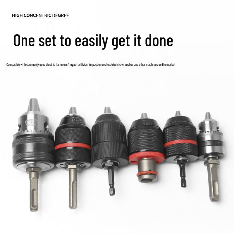 Electric Hammer Drill & Ratchet Wrench with Self-Locking Metal Chuck (0.8-16mm) and Air Impact Conversion Chuck