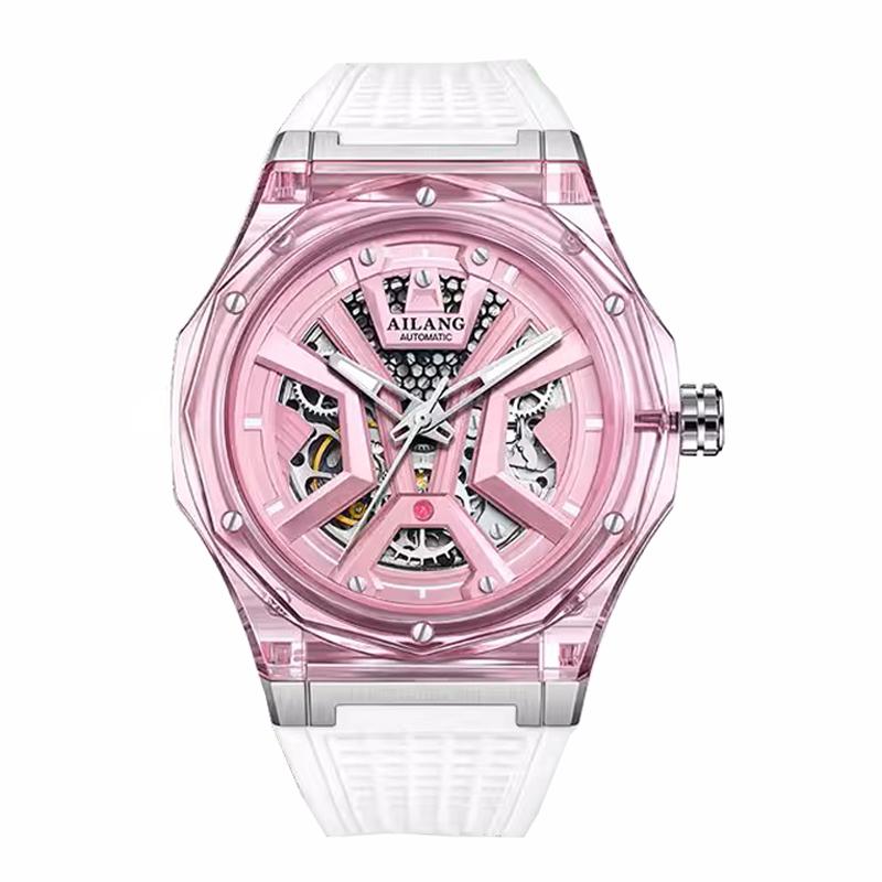 AILANG Automatic Mechanical Watches Mens Luxury Brand Fashion Sports Waterproof Transparent Case Wristwatch Men New