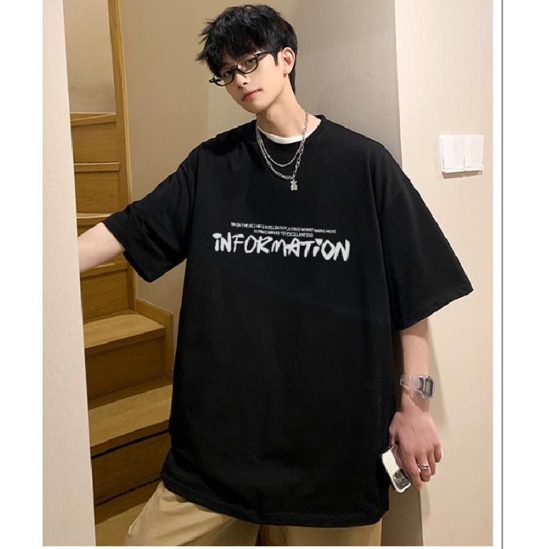 M-5XL Men Short Sleeve T-Shirts Letter Graphic Print T Shirt Casual Tee for Man Round Neck Retro Tops for
