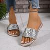 Ladies Casual Slides Female Leather Slippers for Women Shoes Flat Sandals Peep Toe Gold Silver Beach Slippers Flat Shoes