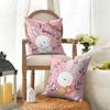 Cute Bunny Easter Cushion Cover Natural Linen Organic Fabric Double-Sided Printing Sofa Home Decor Gift Pillow Cover