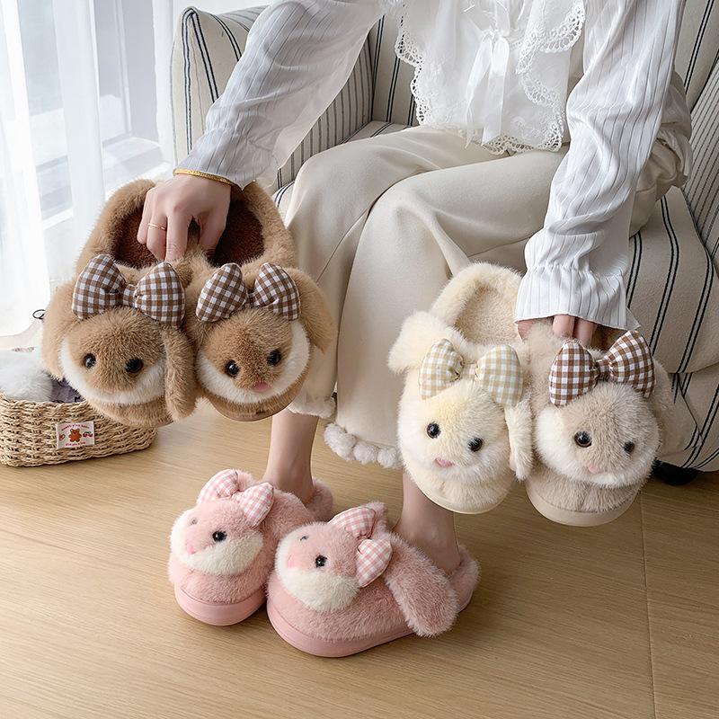 Cartoon Casual Slip-on Shoes - Women's Cotton Slippers with Anti-slip Sole