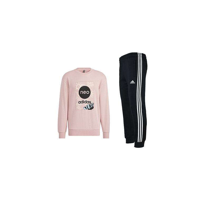

Adidas Neo Classic Three Stripes Knit Sweatshirt And Loose Cuffed Pants Set Unisex Activewear HM7434+TR30P1R-BW S