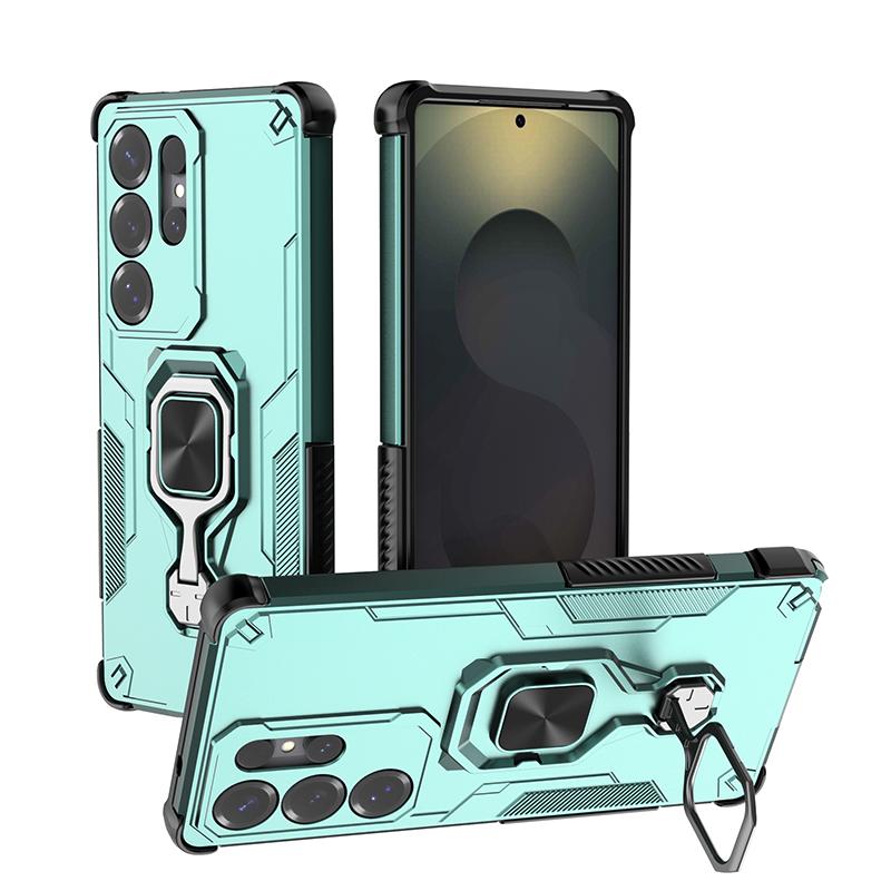 KEYSION Etui odporne na wstrząsy do Samsung S25 Ultra 5G Miękki silikon + PC Pionowy metalowy stojak na telefon Tylna obudowa do Galaxy S25+ Plus