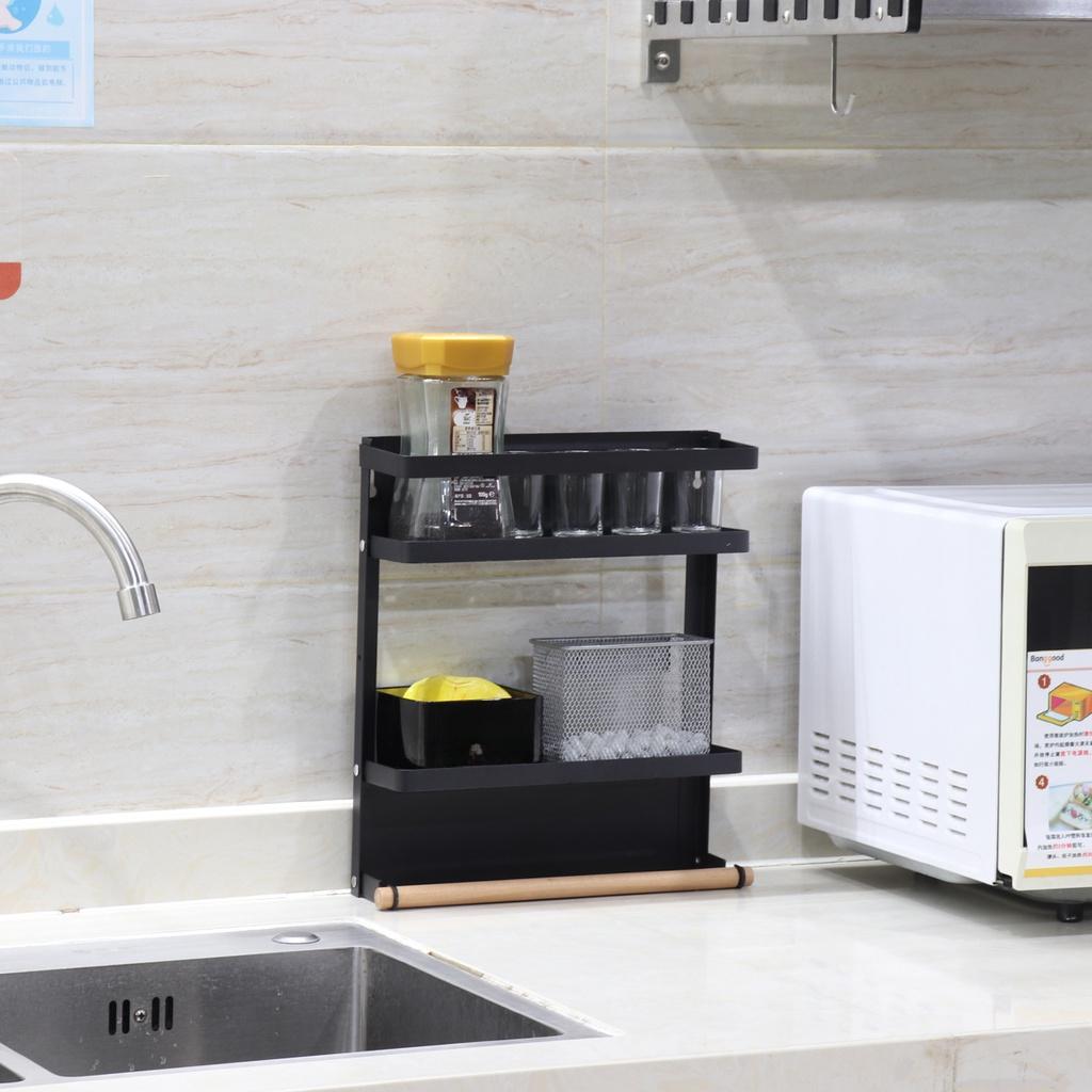 Space Saver Multifunction Kitchen Rack Refrigerator Storage Rack Organizer Shelf Fridge Side Wall Storage Hanging Holder Black