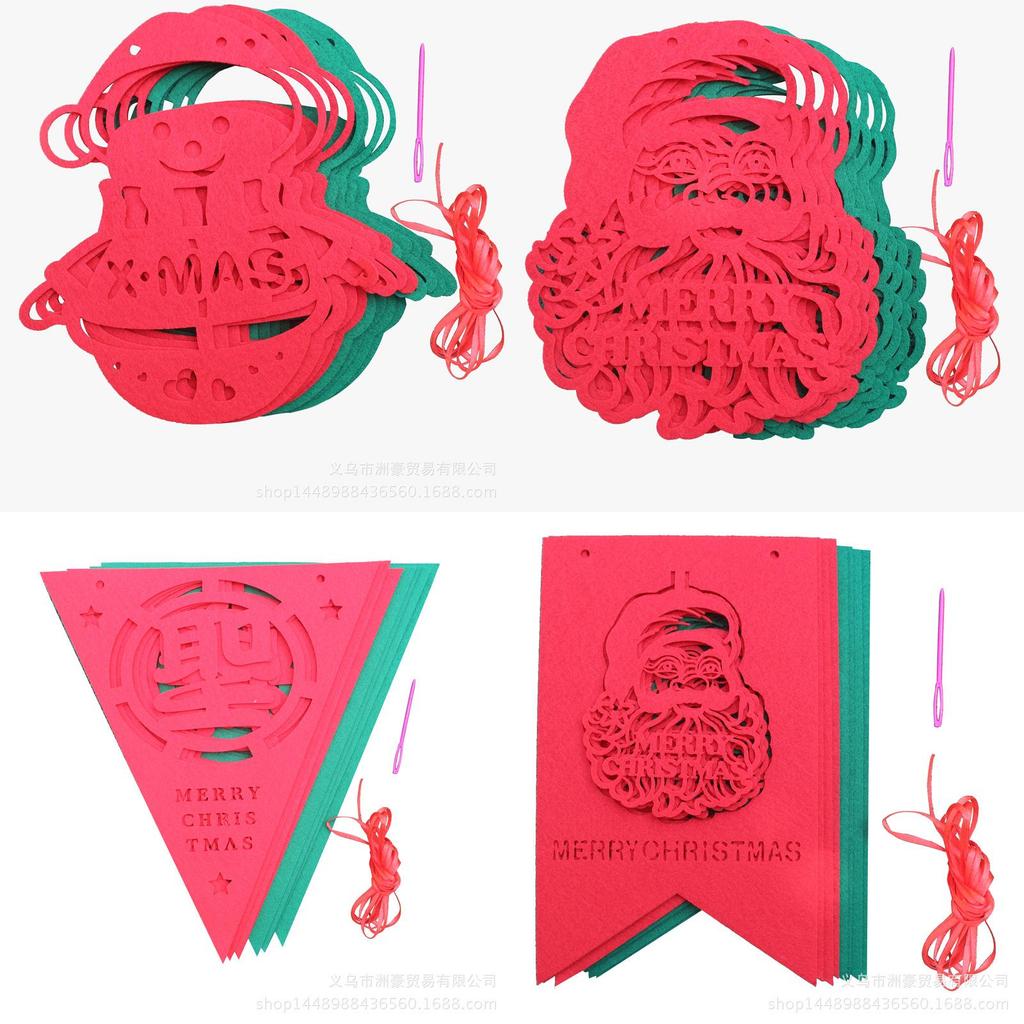 Cartoon Style Christmas Decorations Non-woven Fabric Banner For Festive Displays