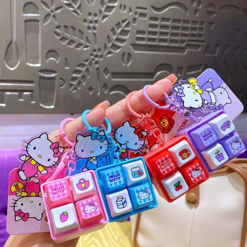 Cartoon 2026@ Sanrio Pendant Kawaii Japanese Hello Kitty Healing and Decompression Four Panel Button Keychain Backpack Pendant