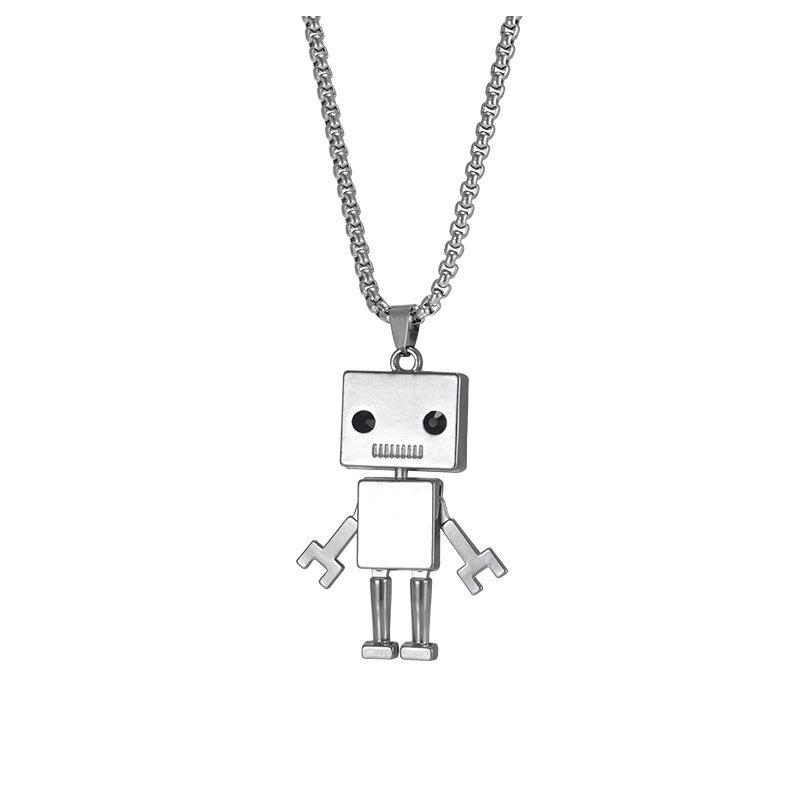 Unisex Trendy Titanium Steel Robot Necklace & Keychain Pendant - Hip Hop Style