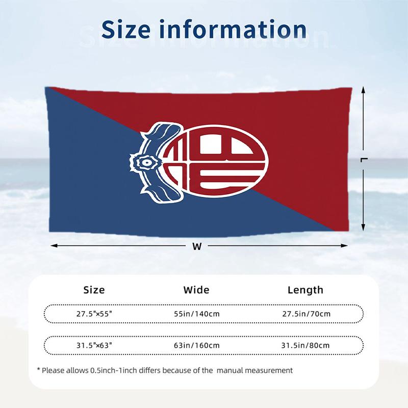 Bolton Wanderers FC Print Quick Dry Beach Towel Microfiber Absorbent Portable Travel Swimming Towel