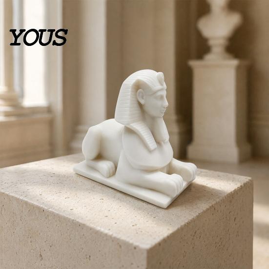 Replica Egizia Vintage Statua della Sfinge Stampata in 3D, Statuetta Leone Bianco per Scrivania, Ornamento Mistico Antico per la Casa Decorazione Egitto Scaffale, Mitologica