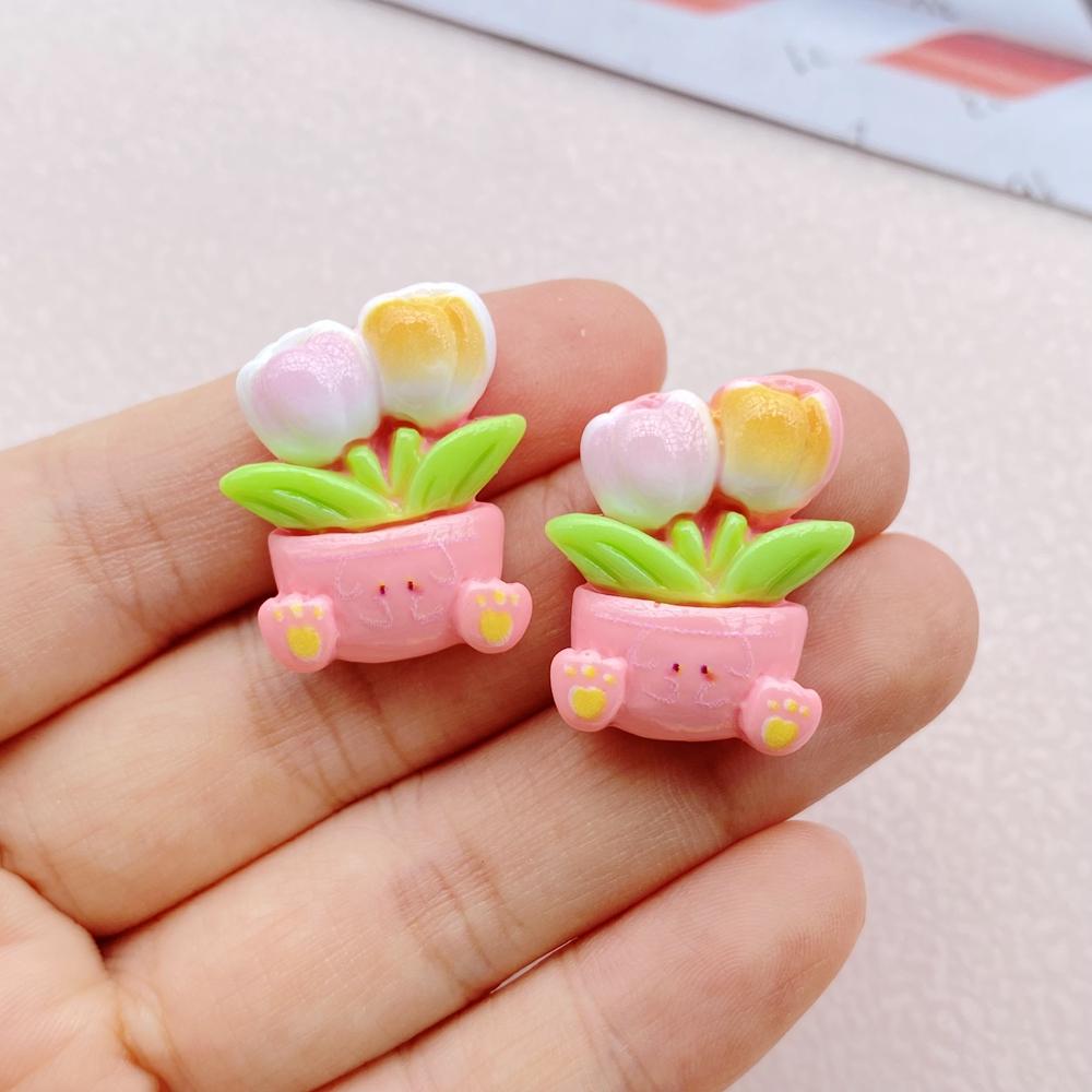 10PCS New Models Colorful Cartoon Animal Flowers Series Resin Scrapbook DIY Jewelry Hairpin Headrope Decoration Crafts