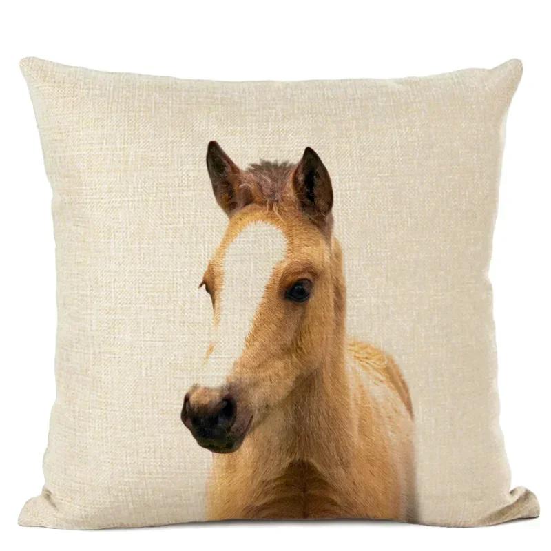 Cute Animal Parrot Linen Pillowcase Deer Wolf Pillows Case For Bedroom Pillow Cover Living Room Decoration Boy Girl Room 45X45Cm