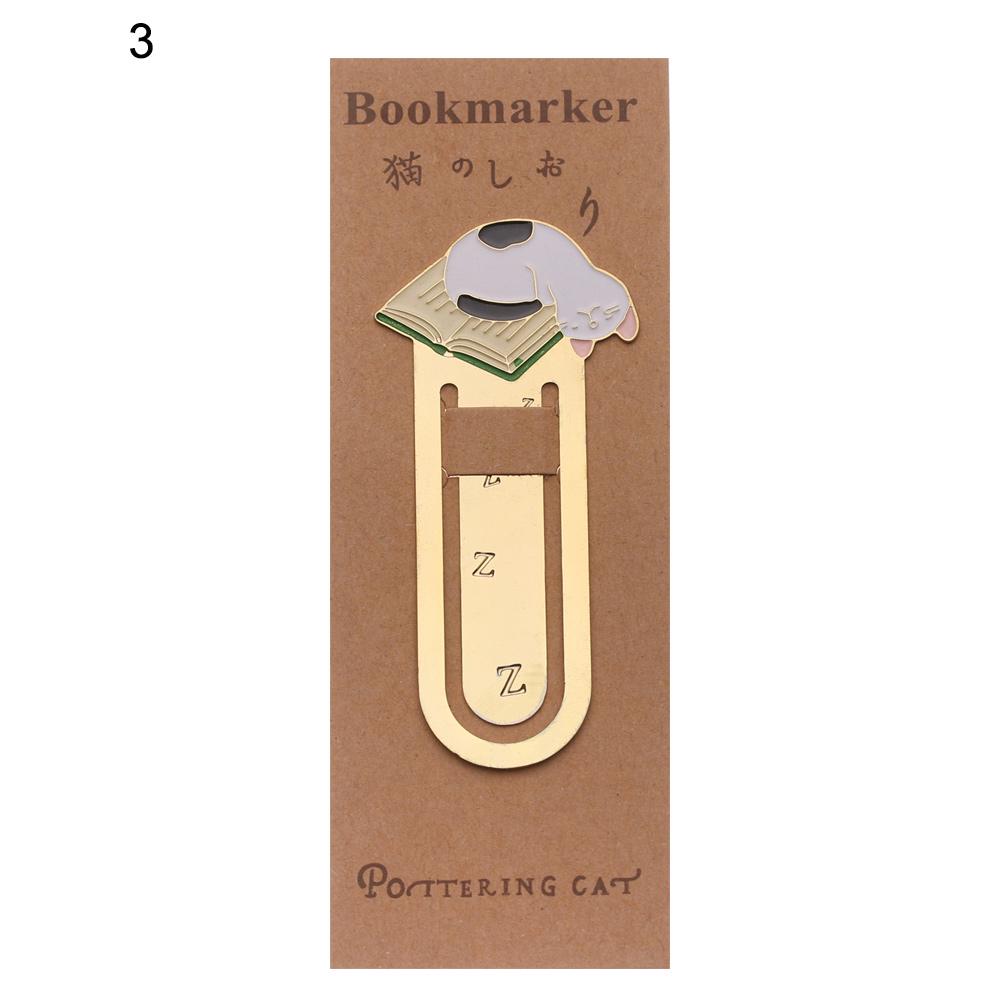 Stationery Gold-plated Metal Book Folder Label Cute Cats Bookmark