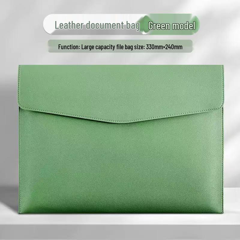 A4 Leder Dokumentenmappe mit Druckknopfverschluss - Business Aktentasche für Büro, Verträge und Belege.