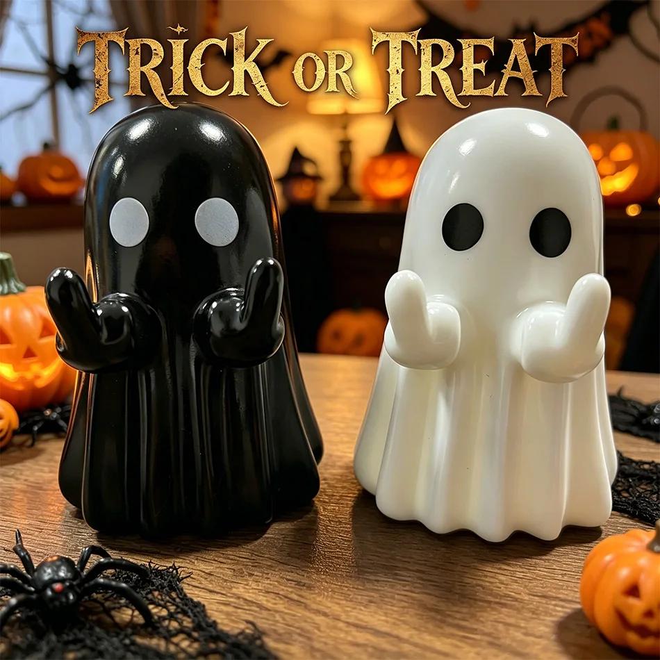 Hot New Arrival Cute Ghost Sculpture with Middle Finger Mini Halloween Desk Decor Funny Creative Novelty Gift for Office