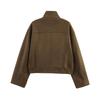 Women's Fashion Loose Zipper Stand Collar Suede Jacket