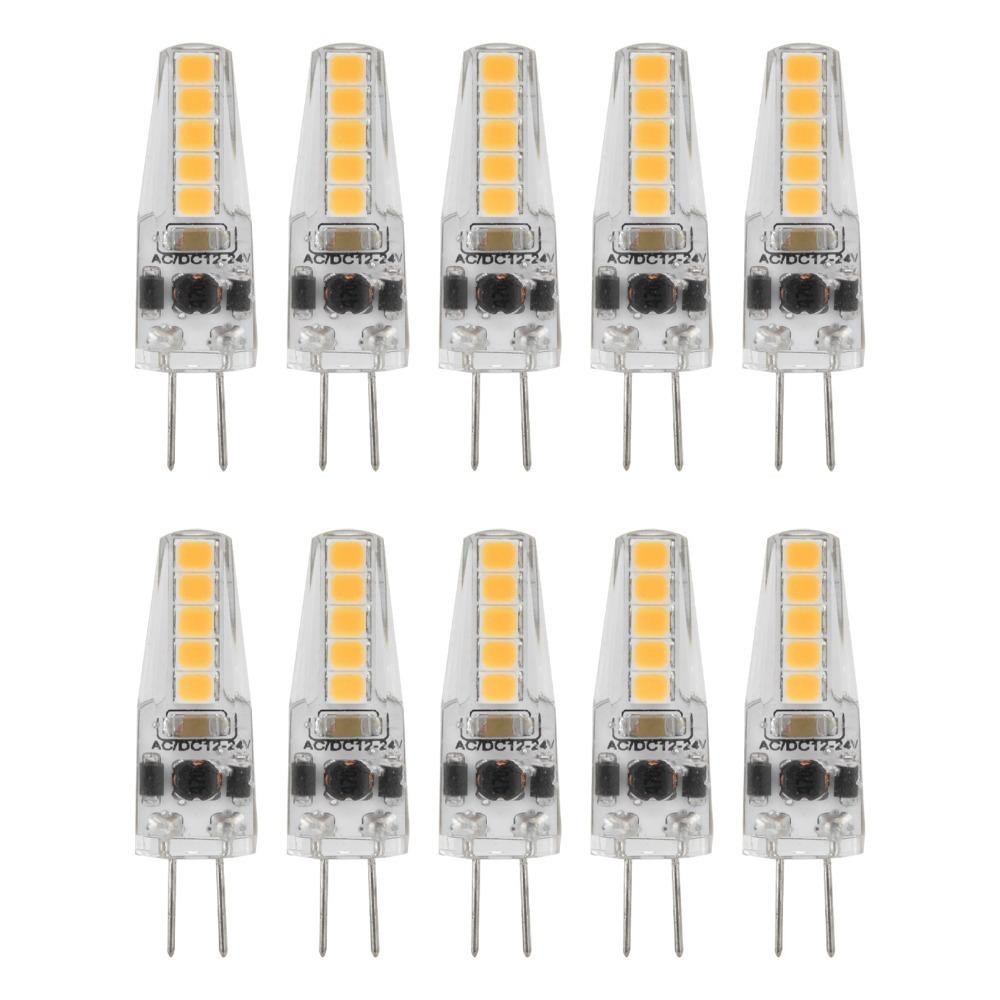 10pcs 2W G4 LED Bulb AC12‑24V Halogen Replacement Bulbs Easy Dimmable G4 Bulbs  Ceiling Lamp