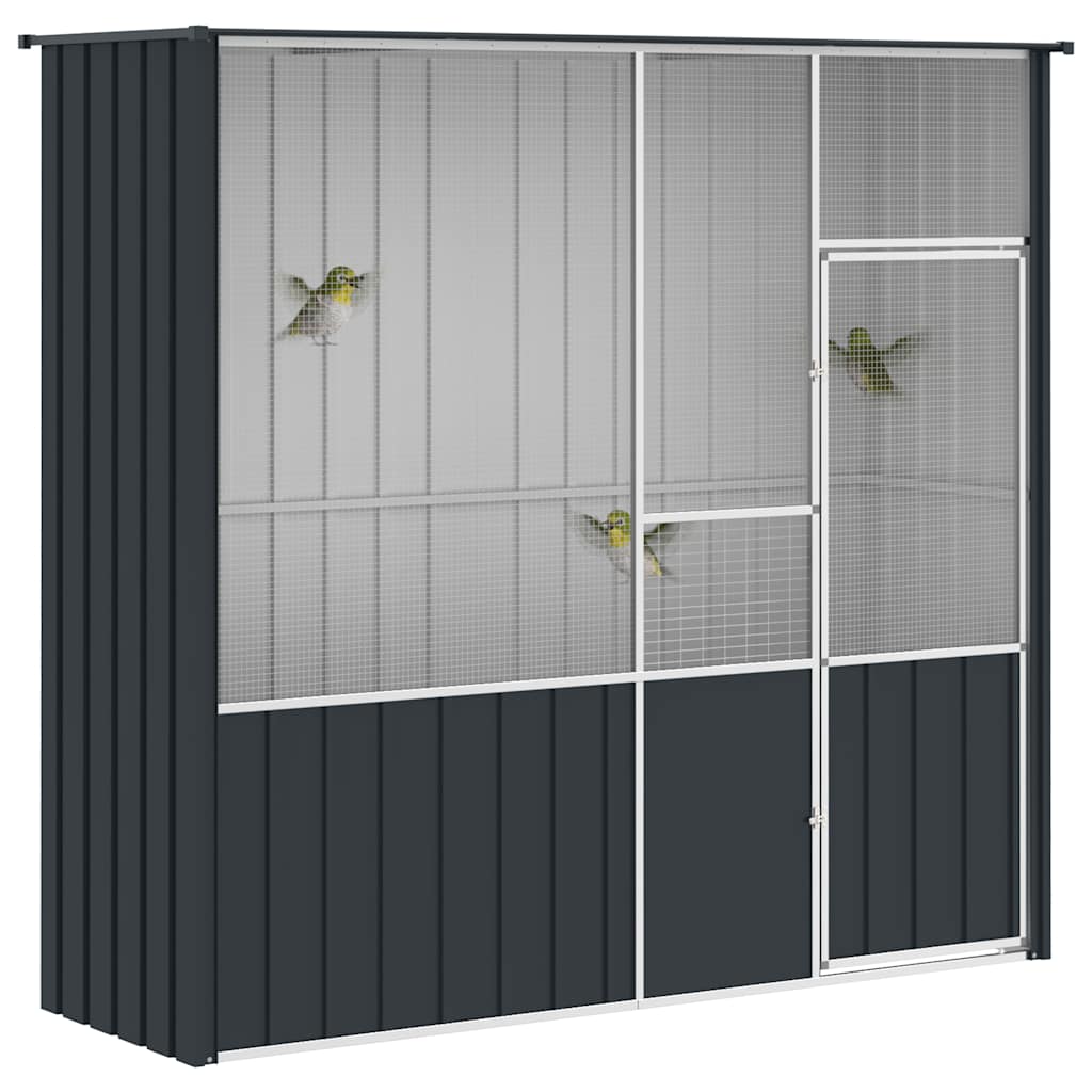 vidaXL Voliere Anthrazit 215x78x200 cm Verzinkter Stahl