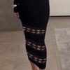 Women Prom Party Dress Bandeau Off Shoulder Hollow Out Sheath Slim Fit Long Sleeve Pure Color Elastic Rhombus Patchwork Mid-calf Length Midi