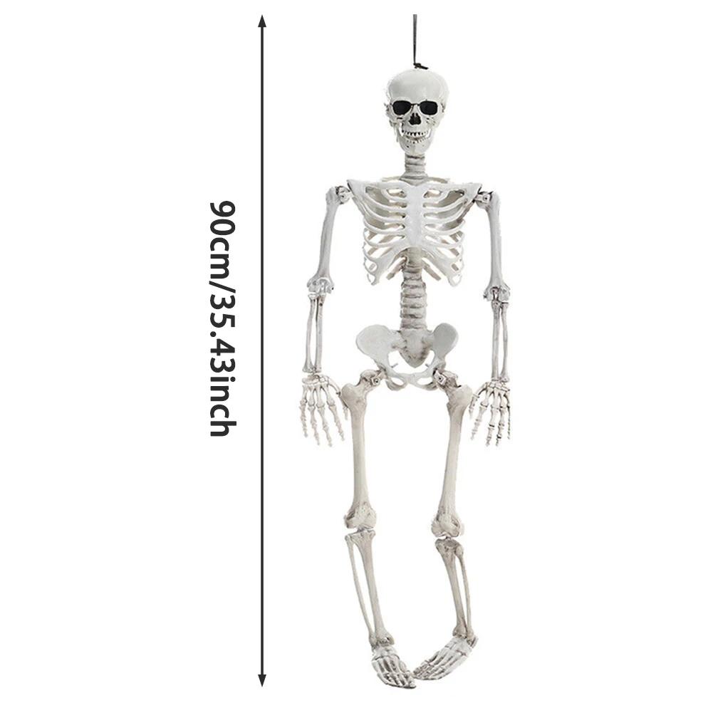 Halloween Realistic Body Bones Life Size Human Skeleton With Posable Joints Simulation Skull Ornament Haunted House Horror Props