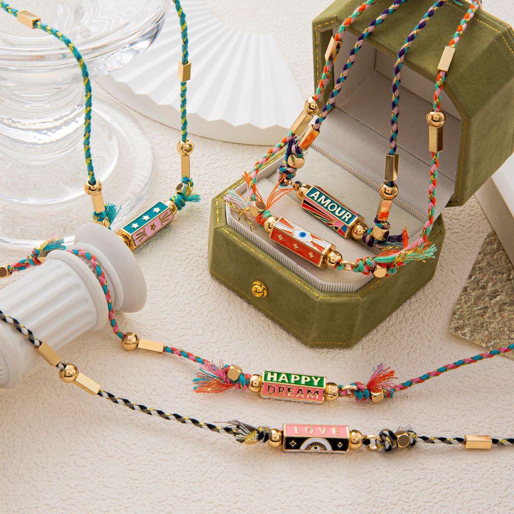 Vintage Graffiti Letter Necklace With Copper Metal Pendant For Women
