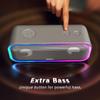 DOSS SoundBox Bluetooth Deep Compact Bluetooth Speaker Hours of Wireless Stereo Lighting IPX6 TF Card Suitable for Bathrooms and Pro+ Speaker, 24W,