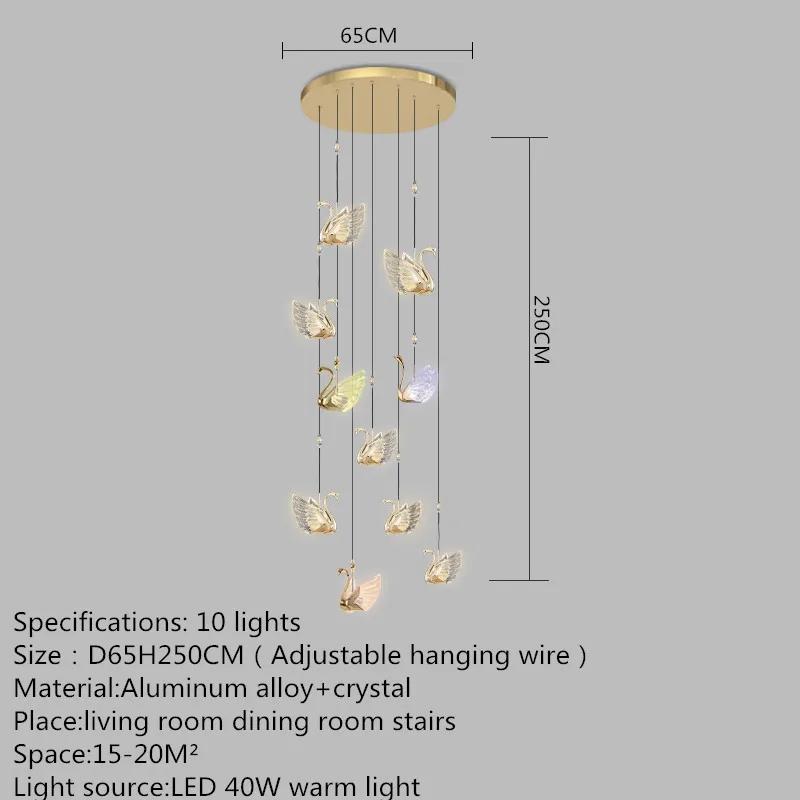 Nordic Creative Acrylic Swan LED Hanging Chandelier Study Bedroom Living Room Restaurant Pendant Lamps Bar Indoor Lighting Decor