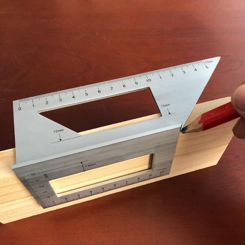 1PC Multifunctional Aluminum Woodwork Scriber T Ruler Multifunction Square 45/90 Degree Gauge Angle Ruler Measuring Woodworking Tool