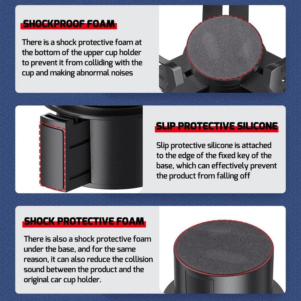 4In1 Adjustable Car Cup Bottle Holder Multifunctional Auto Stand Organizer Black