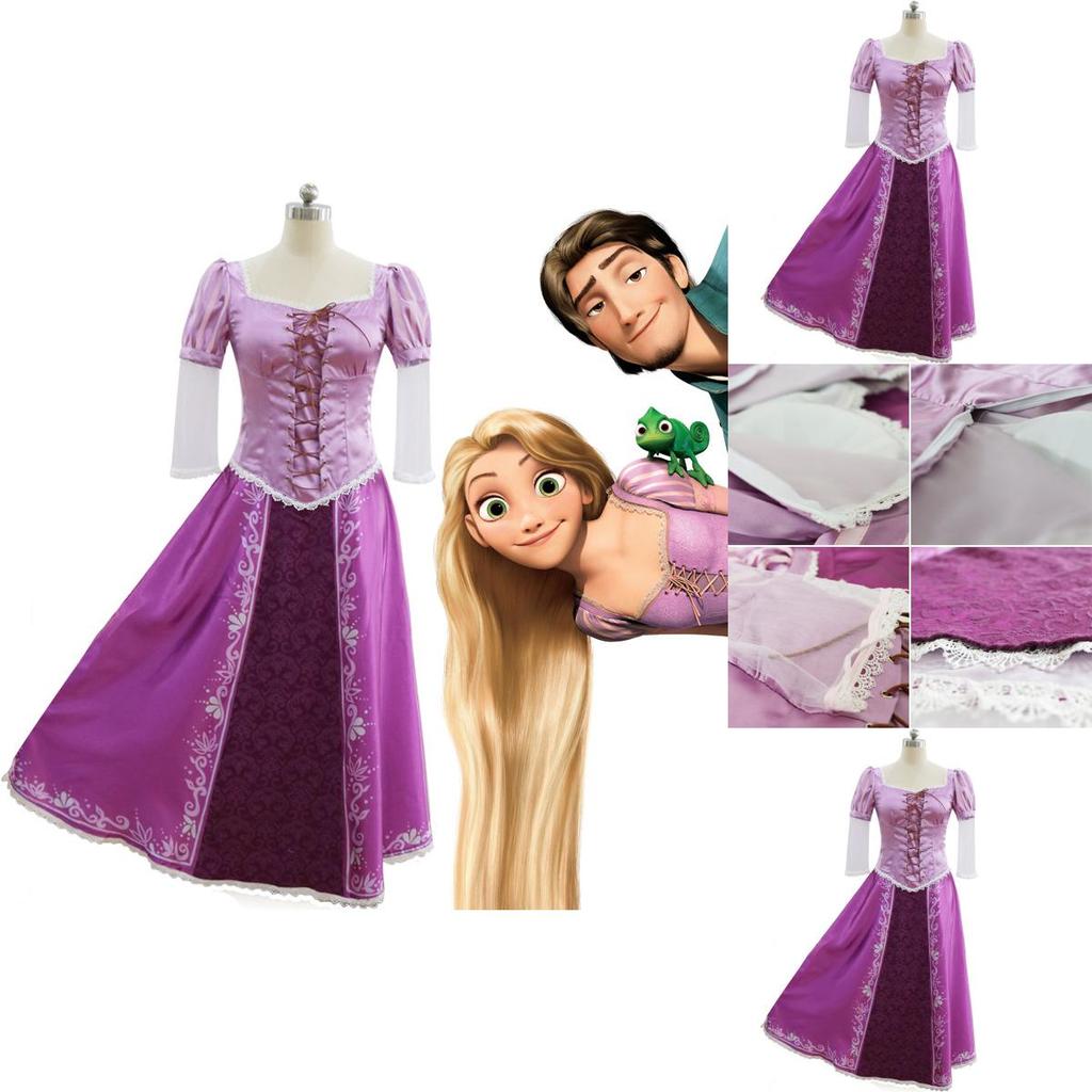 Elegant Adult Fairytale Princess Tangled Rapunzel Cosplay Costume For Halloween Parties