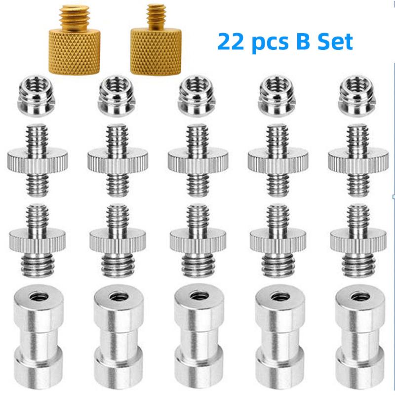 22PCS 1/4"-3/8" Camera Mount Screw Adapter Kit with Threaded Ring Converters for DSLR Tripod Ballhead Photography Accessories