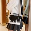 Fashionable Contrast Color Embroidery Piano Note Single Shoulder Bag Small Crossbody Handbag for Women Sweet Personalized Bag