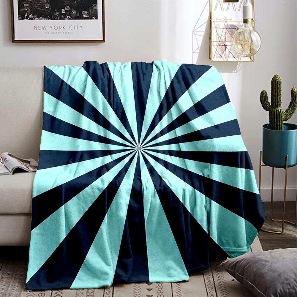 Blue and Black Geometric Starburst Pattern blanket for Living Room blanket, suitable for use in the bedroom, living room, on the sofa