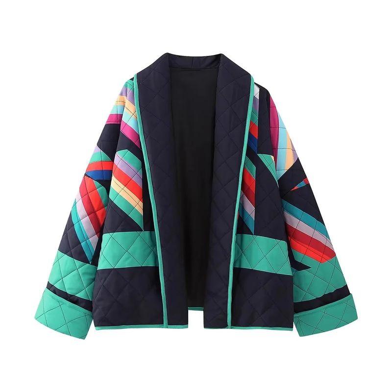 Araltay Fashion Style Women's Clothing French Style New Arrival Retro Casual Stitching Printing Loose Cotton Coat Long Sleeves Outwear