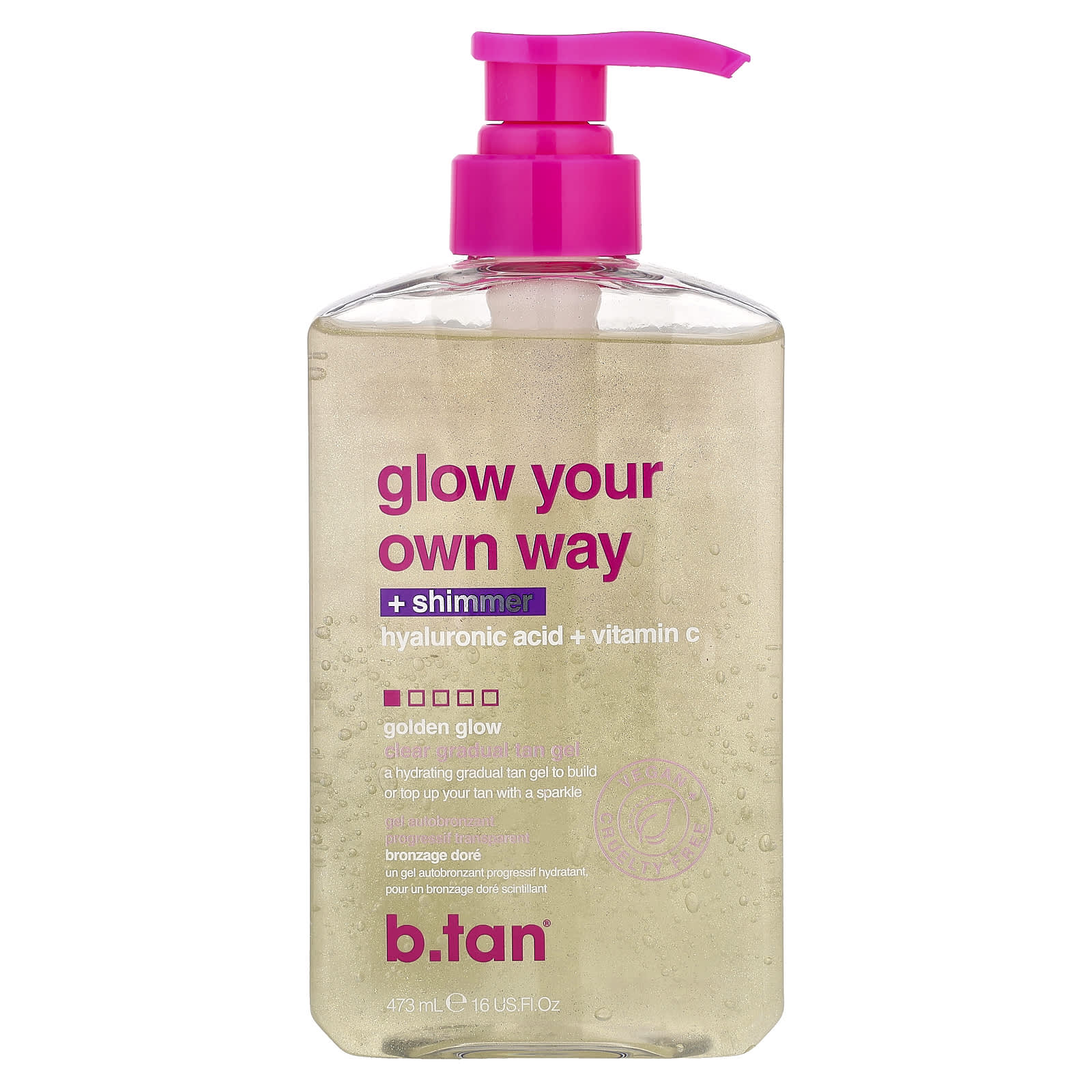 

b.tan, Glow Your Own Way + Shimmer, Clear Gradual Tan Gel, Golden Glow, 473ml (16 fl oz)