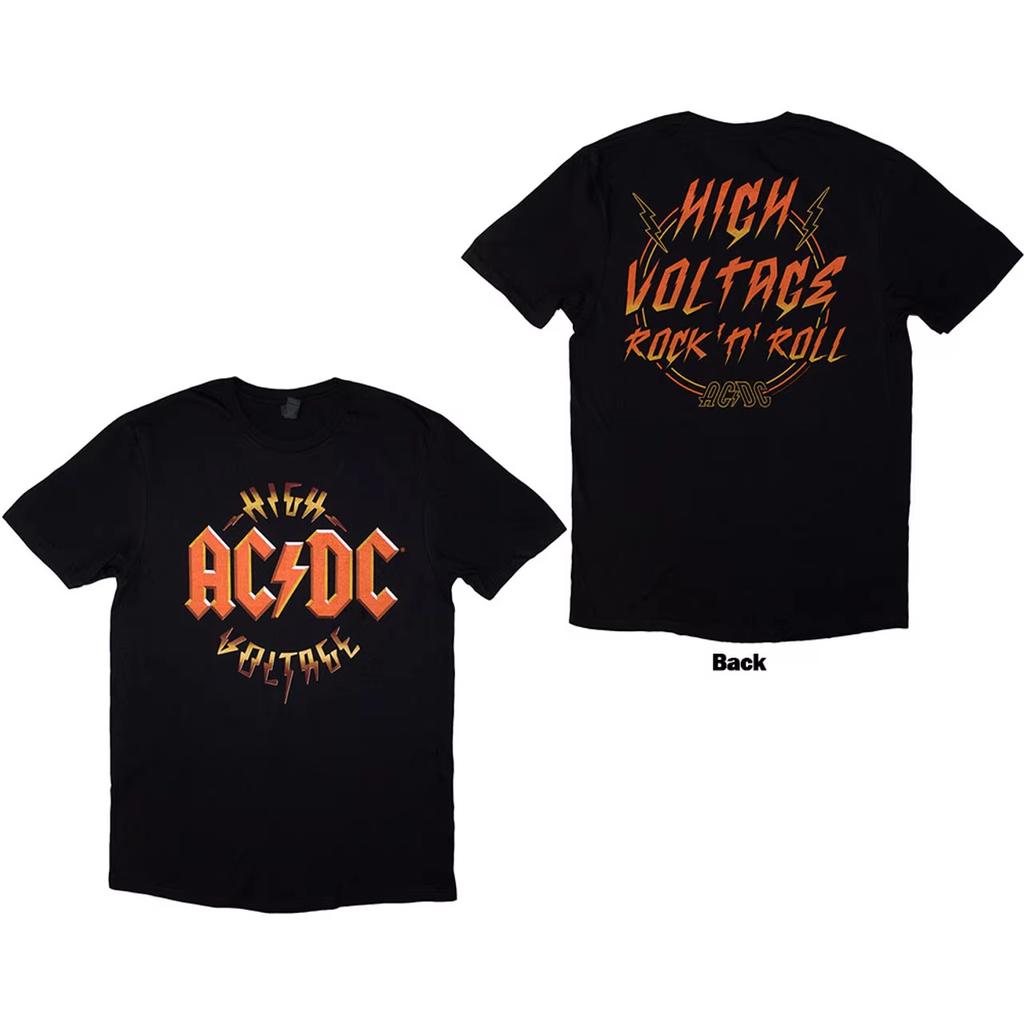 Ac High Voltage 1975 Dc Black Men T Shirt Women Short Sleeves Hip Hop Streetwear Harajuku Trendy Pure Cotton Casual Loose Tees
