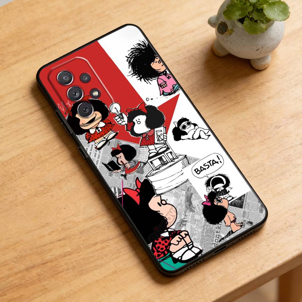 M-Mafalda World Peace Phone Case For Samsung Galaxy A73,21,22,32,71,53,52,51,80,5G Soft Black Cover