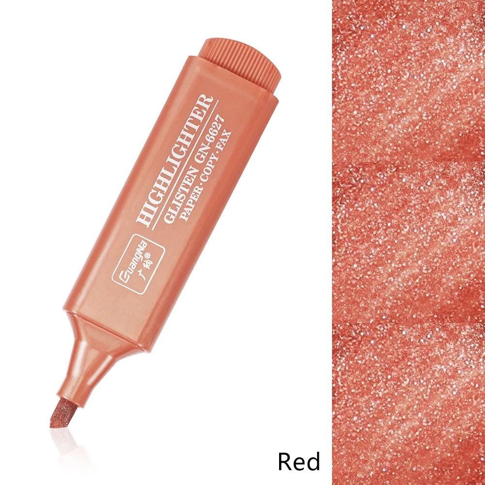 

Metallic Highlighter Fluorescent Glitter Markers Note Taking Shining Pen 8 Colors for Journal Scrapbooking Supplies Drawing Art червоний