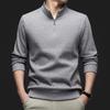 Men's Fleece-Lined Stand Collar Sweatshirt, Thickened for Winter, Fashionable and Casual Long-Sleeved Outdoor Base Layer.