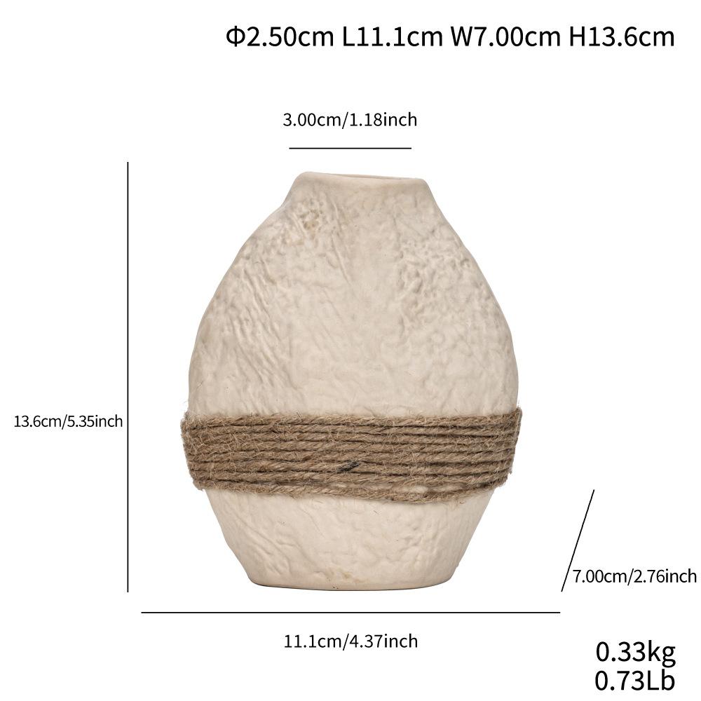 Earth Glaze Small Flower Insert Simple Binding Rope Ceramic Vase Creative Home Decoration Process Ornament