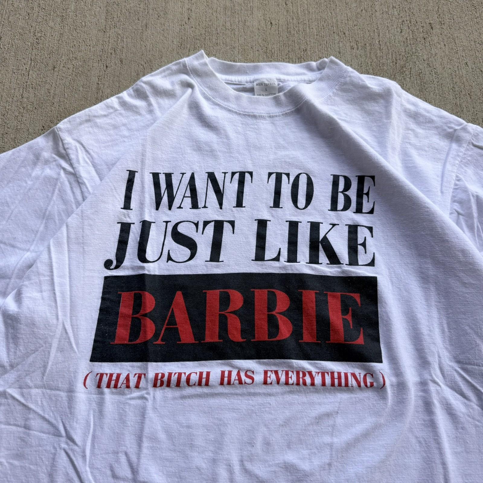 Редкая винтажная футболка 90-х I Wanna Be Barbie L Однострочный шов Пародия Mattel Смешная унисекс футболка S