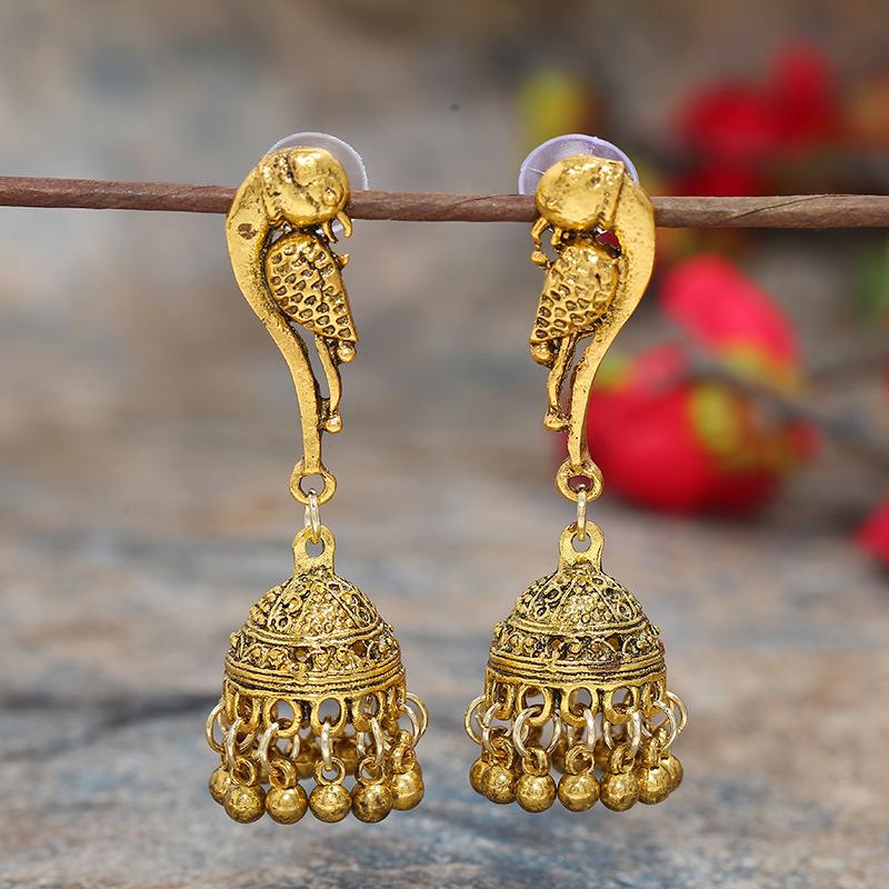 Vintage Indische Thailändische Vogel Laterne Quasten Ohrringe Temperamentvolle Weibliche Persönlichkeit Vielseitige Ohrringe Feiertags Ohrschmuck