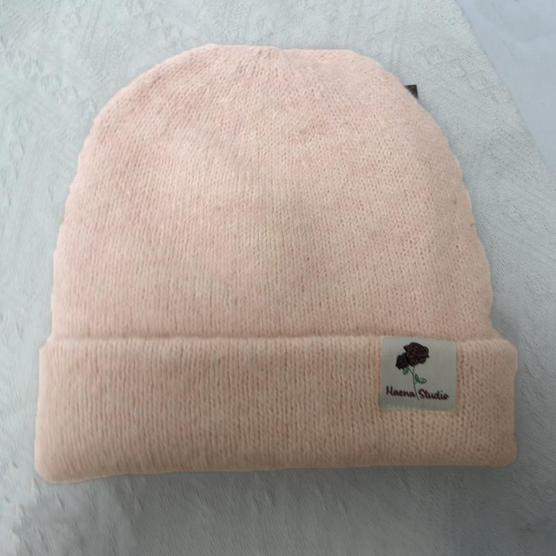 Autumn and Winter Hats for Women Solid Color Knitted Wool Hats Fashionable and Versatile Bag Head Hat Showing Face Small Warm Cold Hat