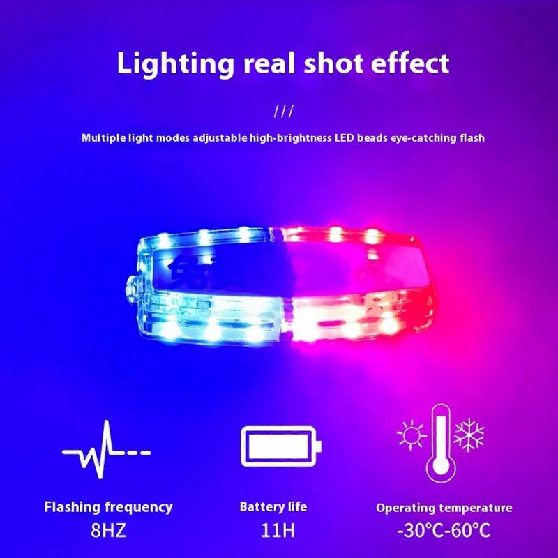 Rechargeable Red Blue Warning Strobe Light 50H Runtime 4 Mode Clamp Mount Outdoor Safety Warning Light Multicolor