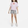 Nike Dri-FIT Color Block Logo Hem Ruffled Trim Round Neck Short Sleeve T-Shirt Kids tops Pink Purple DQ4392-530