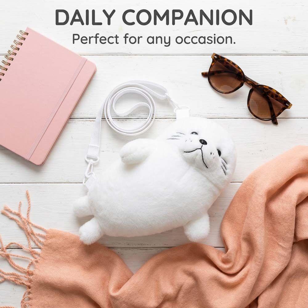Adorable Seal Shoulder Pouch Soft Plush Crossbody Bag Creative Cartoon Seal Handbag  Students