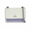 Klare 18 klassische presbyope Flip-Letter-Logo-Canvas- und Leder-Schulter-Crossbody-Tasche Mini Damen Weiß mit Taro-Lila