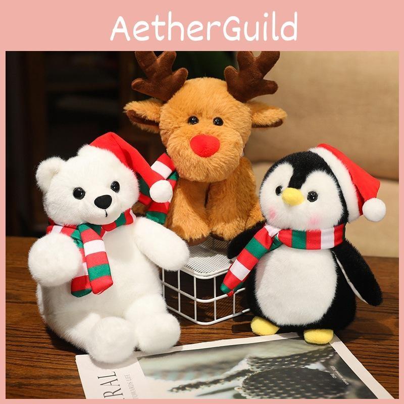 Plush Toy Christmas Polar Bear Penguin Doll Santa Claus Stuffed Animal Decor